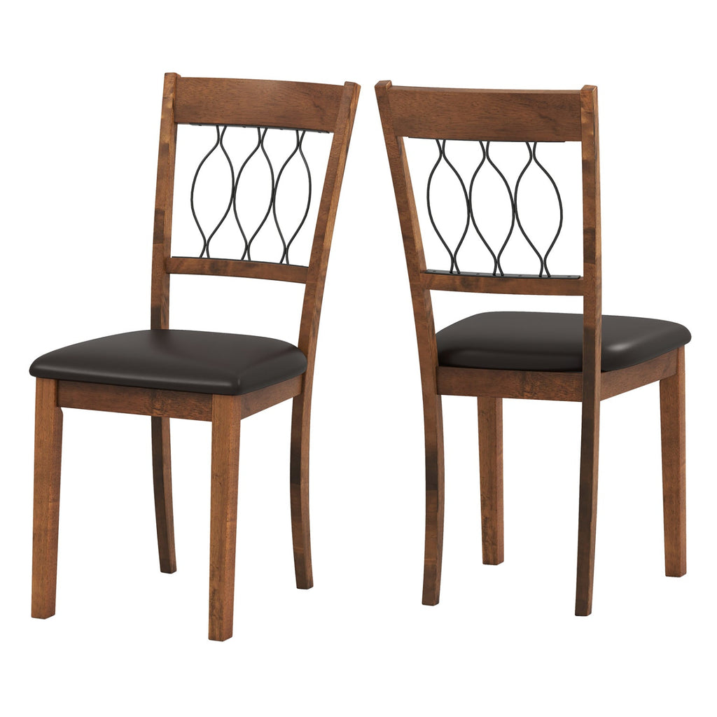 Set of 2 Dining Chair Fabric/Faux Leather Upholstered with Padded Seat