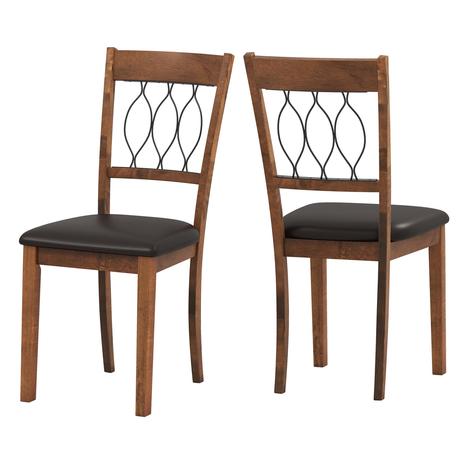 Set of 2 Dining Chair Fabric/Faux Leather Upholstered with Padded Seat