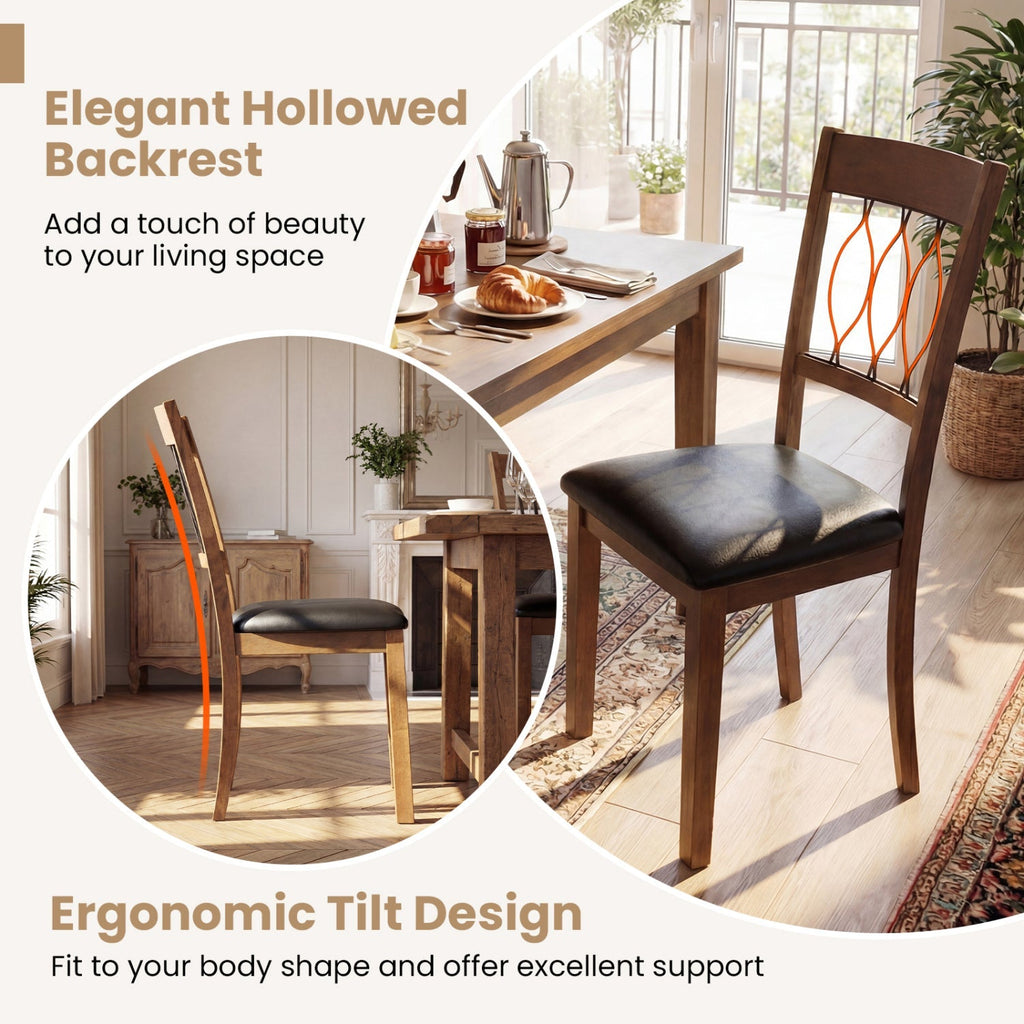 Set of 2 Dining Chair Fabric/Faux Leather Upholstered with Padded Seat