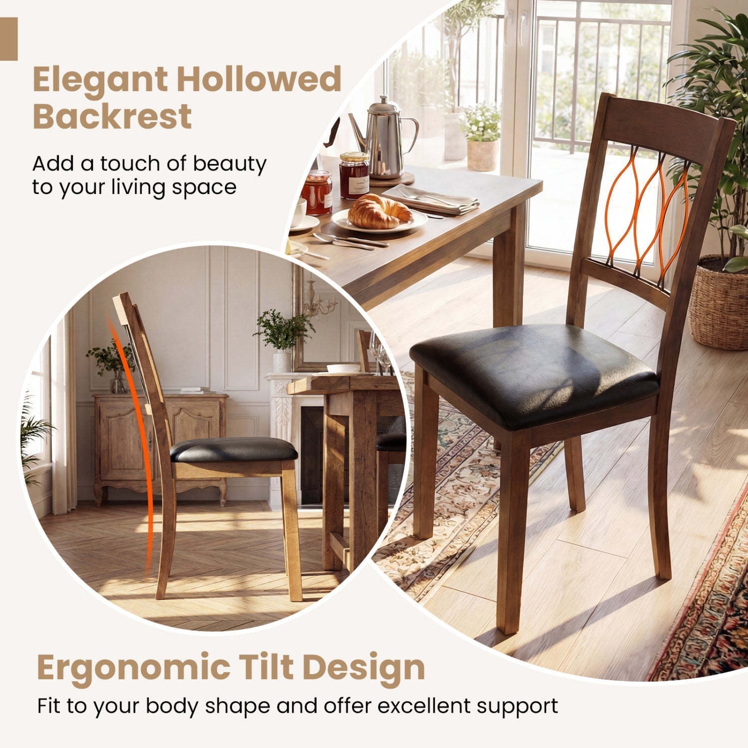 Set of 2 Dining Chair Fabric/Faux Leather Upholstered with Padded Seat