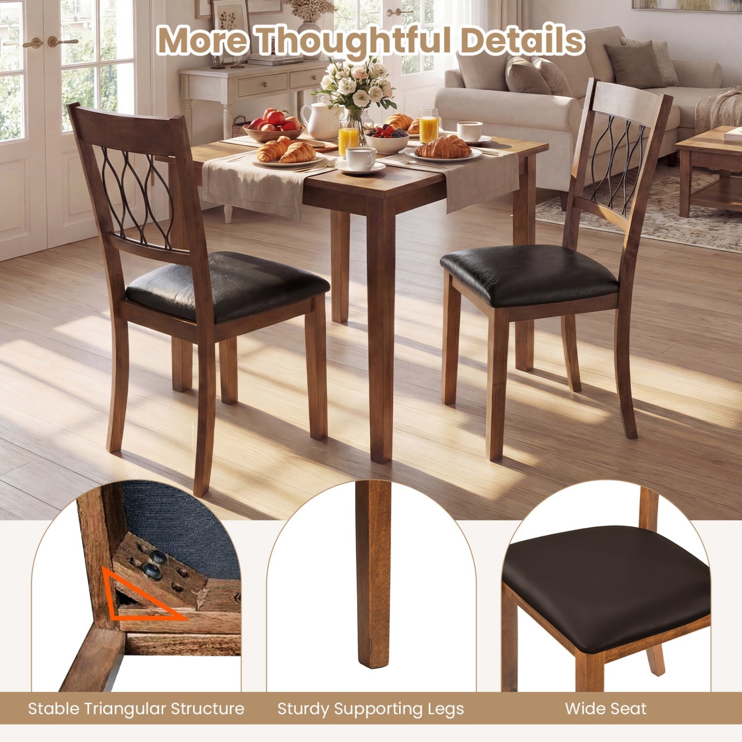 Set of 2 Dining Chair Fabric/Faux Leather Upholstered with Padded Seat