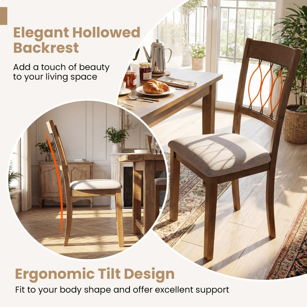 Set of 2 Dining Chair Fabric/Faux Leather Upholstered with Padded Seat