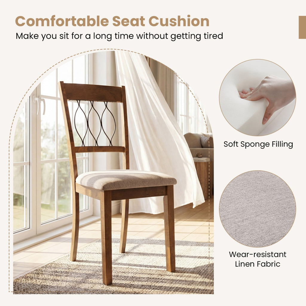 Set of 2 Dining Chair Fabric/Faux Leather Upholstered with Padded Seat