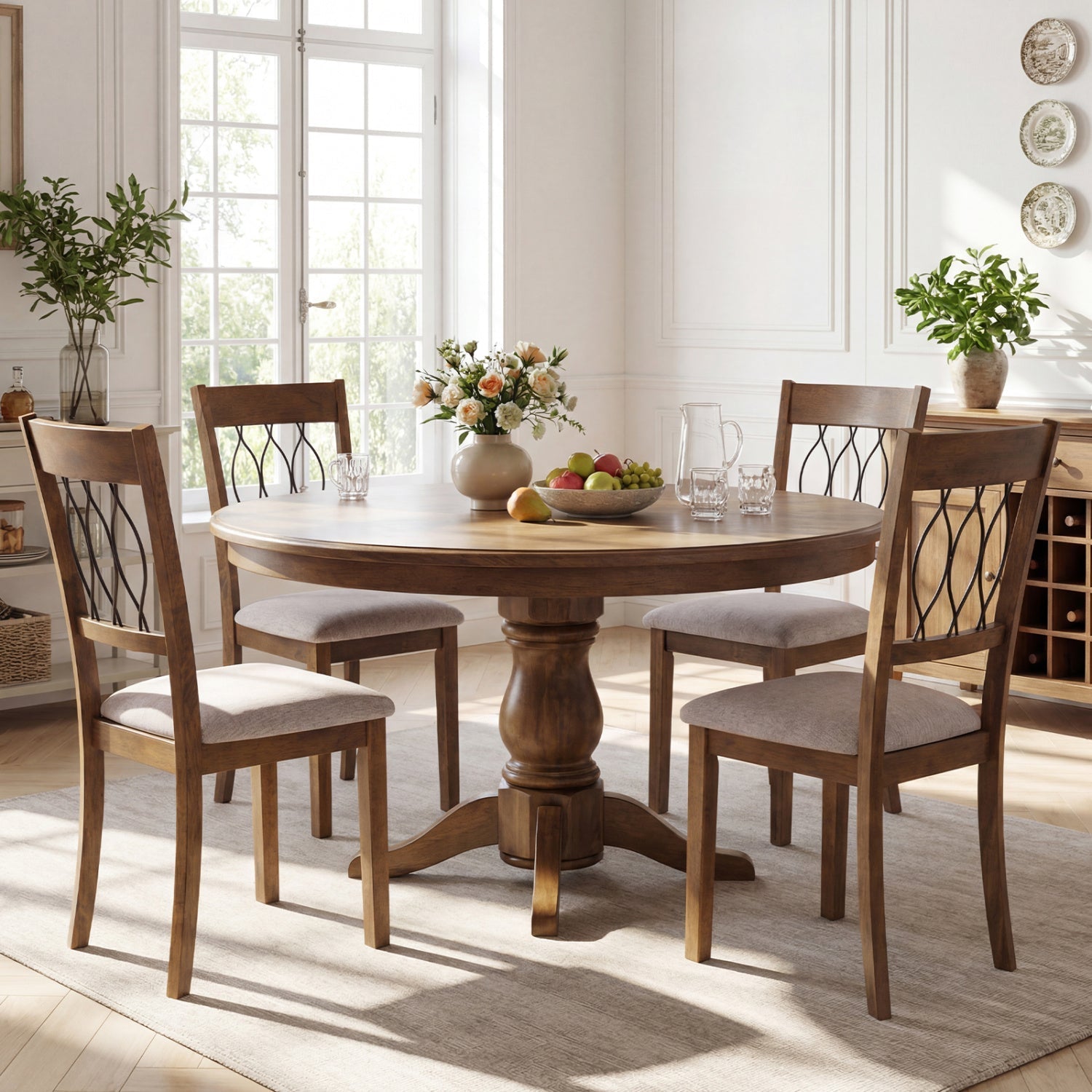 Set of 2 Dining Chair Fabric/Faux Leather Upholstered with Padded Seat
