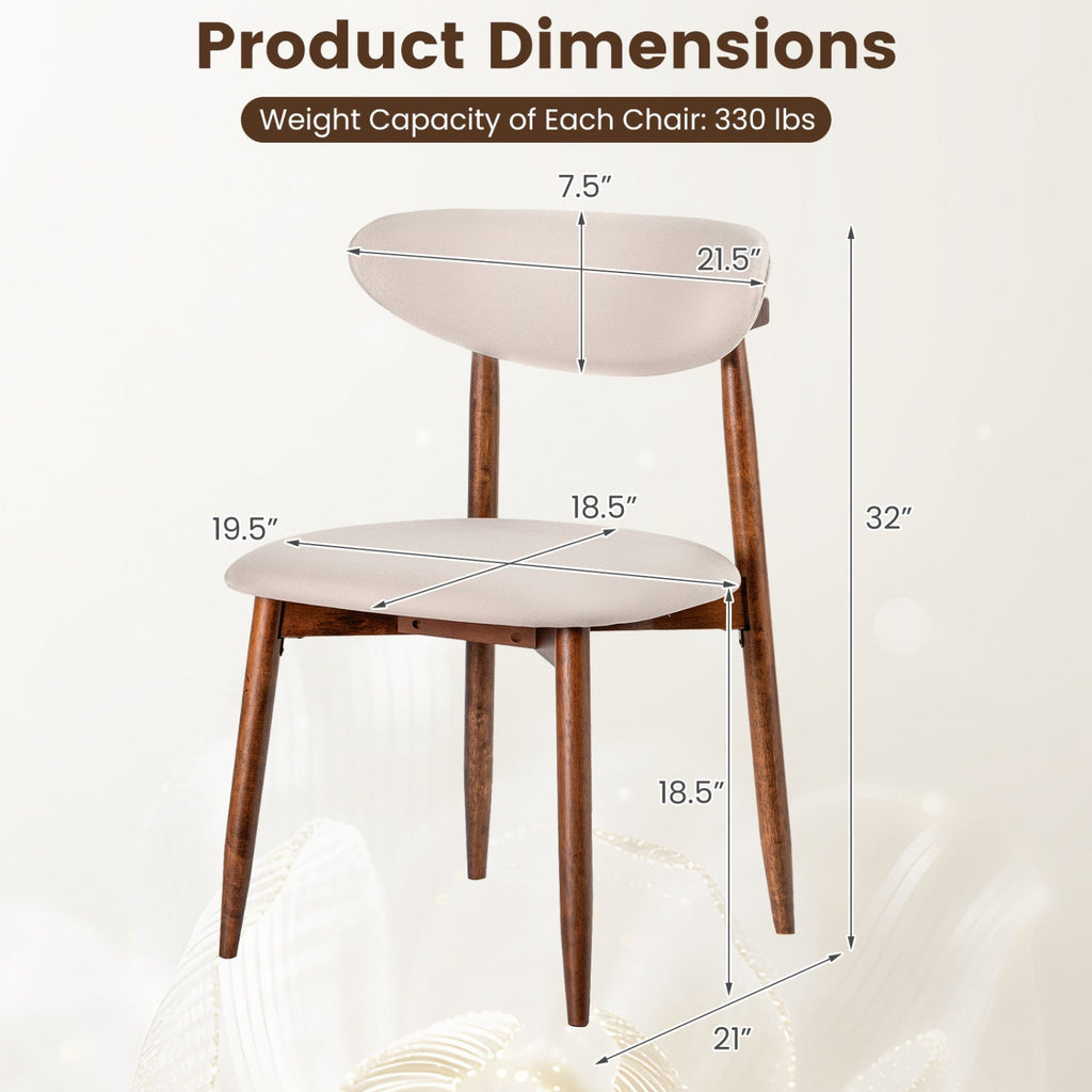 Upholstered Dining Chairs with Curved Back, Set of 2