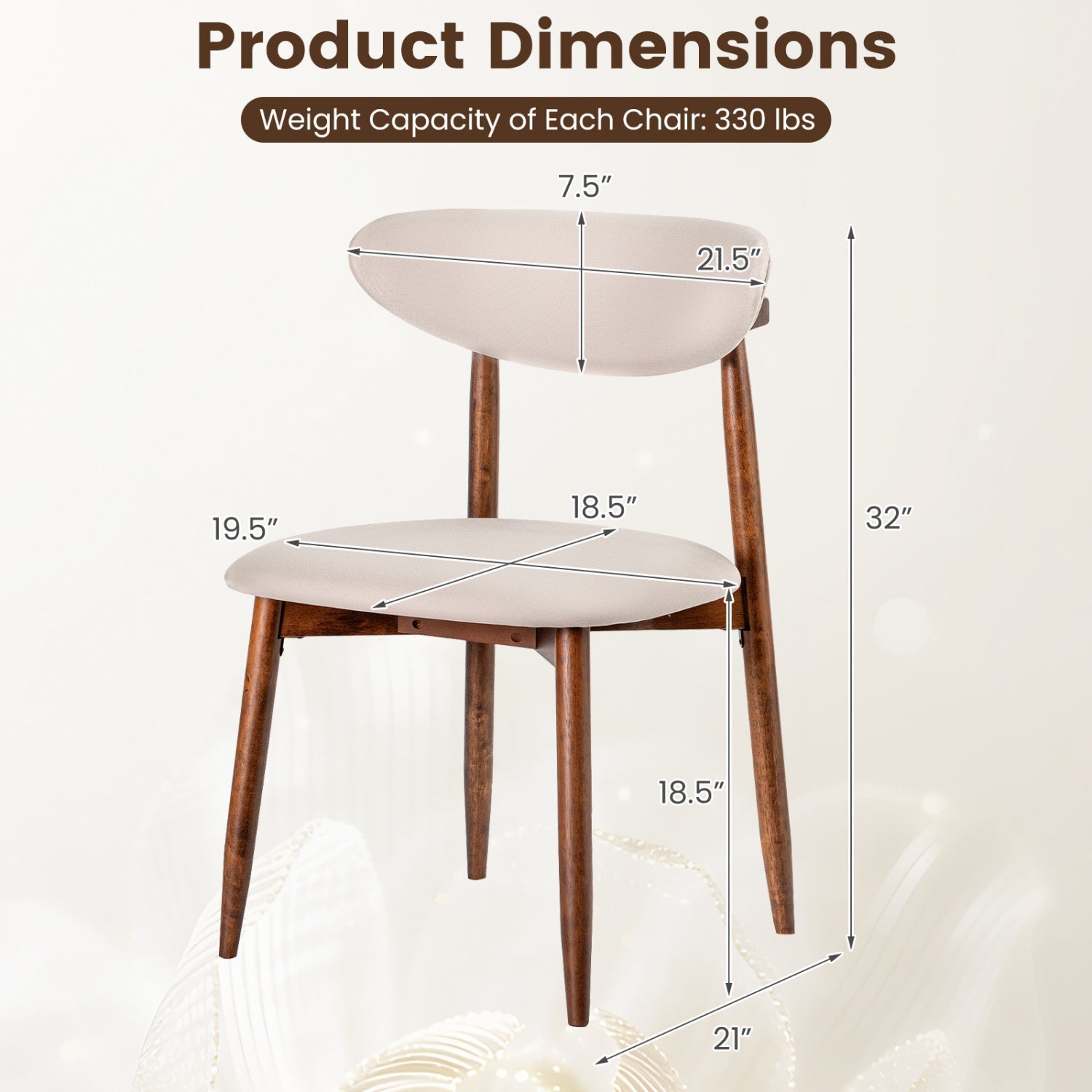 Upholstered Dining Chairs with Curved Back, Set of 2