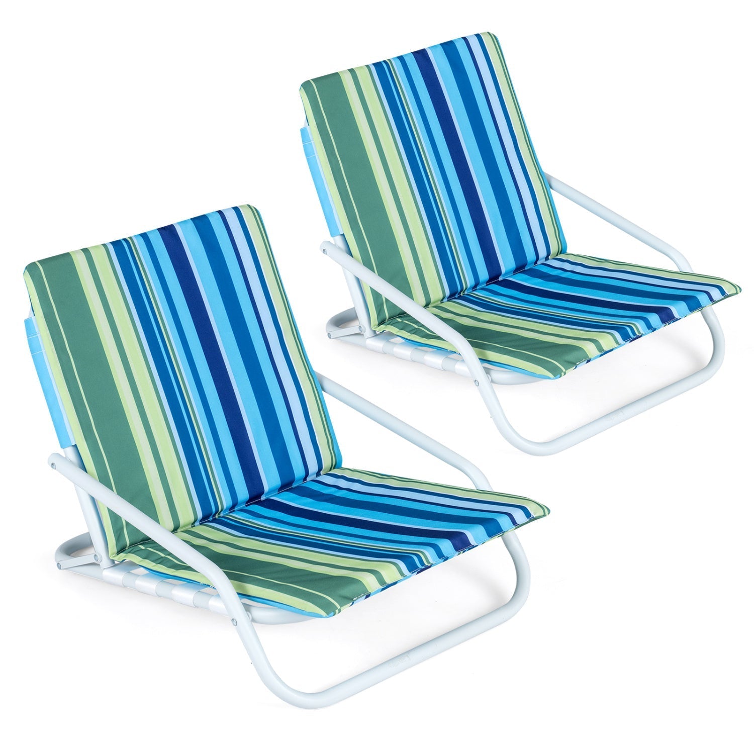 Folding Beach Chairs Set of 2 with Padded Seat