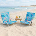 Folding Beach Chairs Set of 2 with Padded Seat