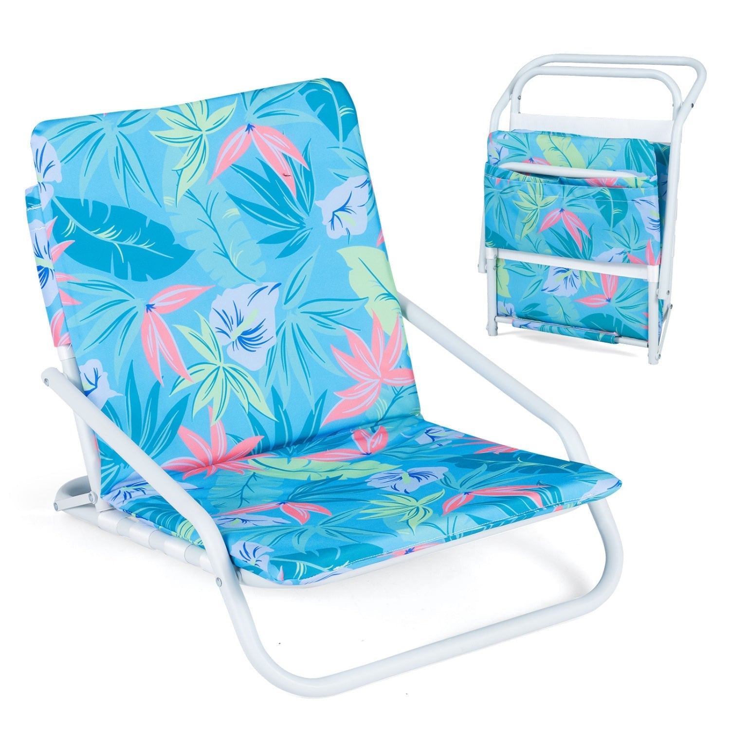 Folding Beach Chairs Set of 2 with Padded Seat