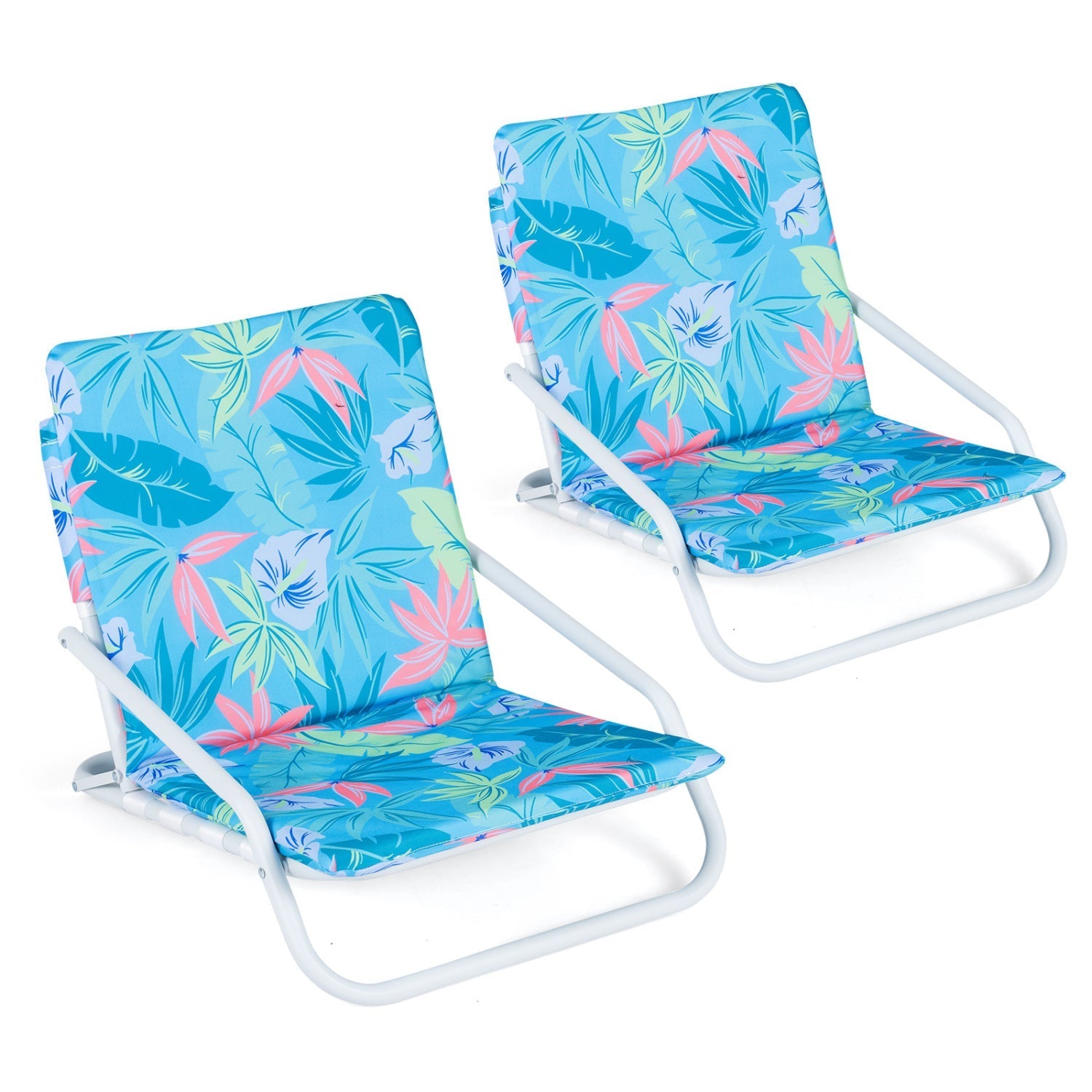Folding Beach Chairs Set of 2 with Padded Seat