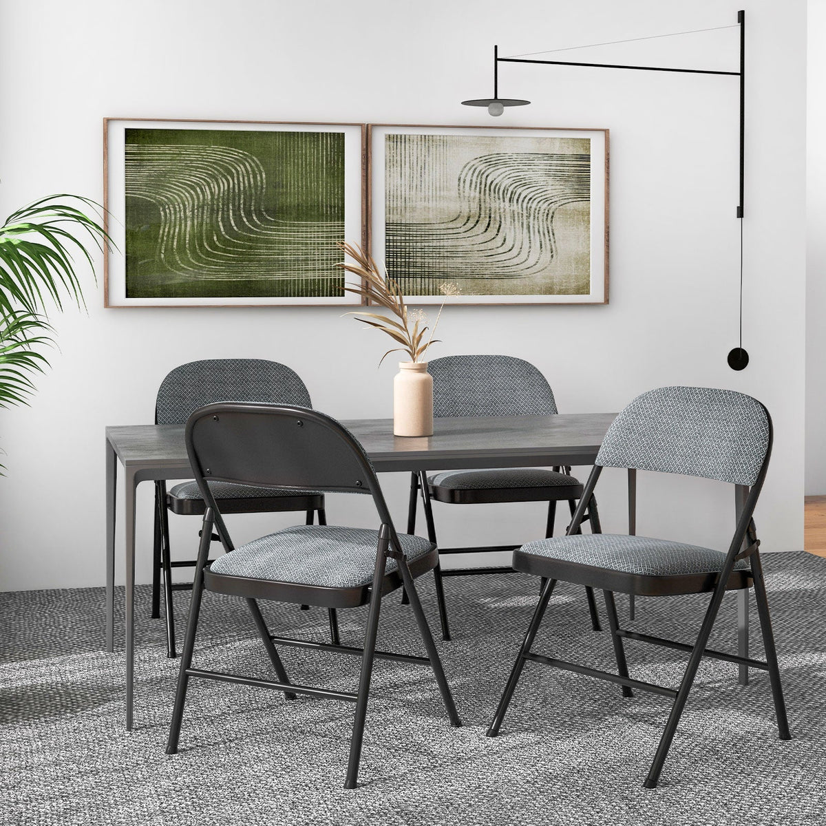 4 Pieces Fabric Upholstered Padded Seat Folding Chairs Seet
