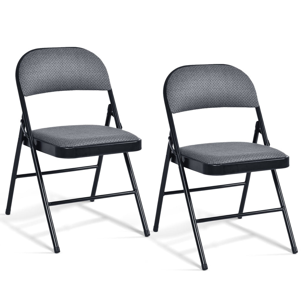 4 Pieces Fabric Upholstered Padded Seat Folding Chairs Seet