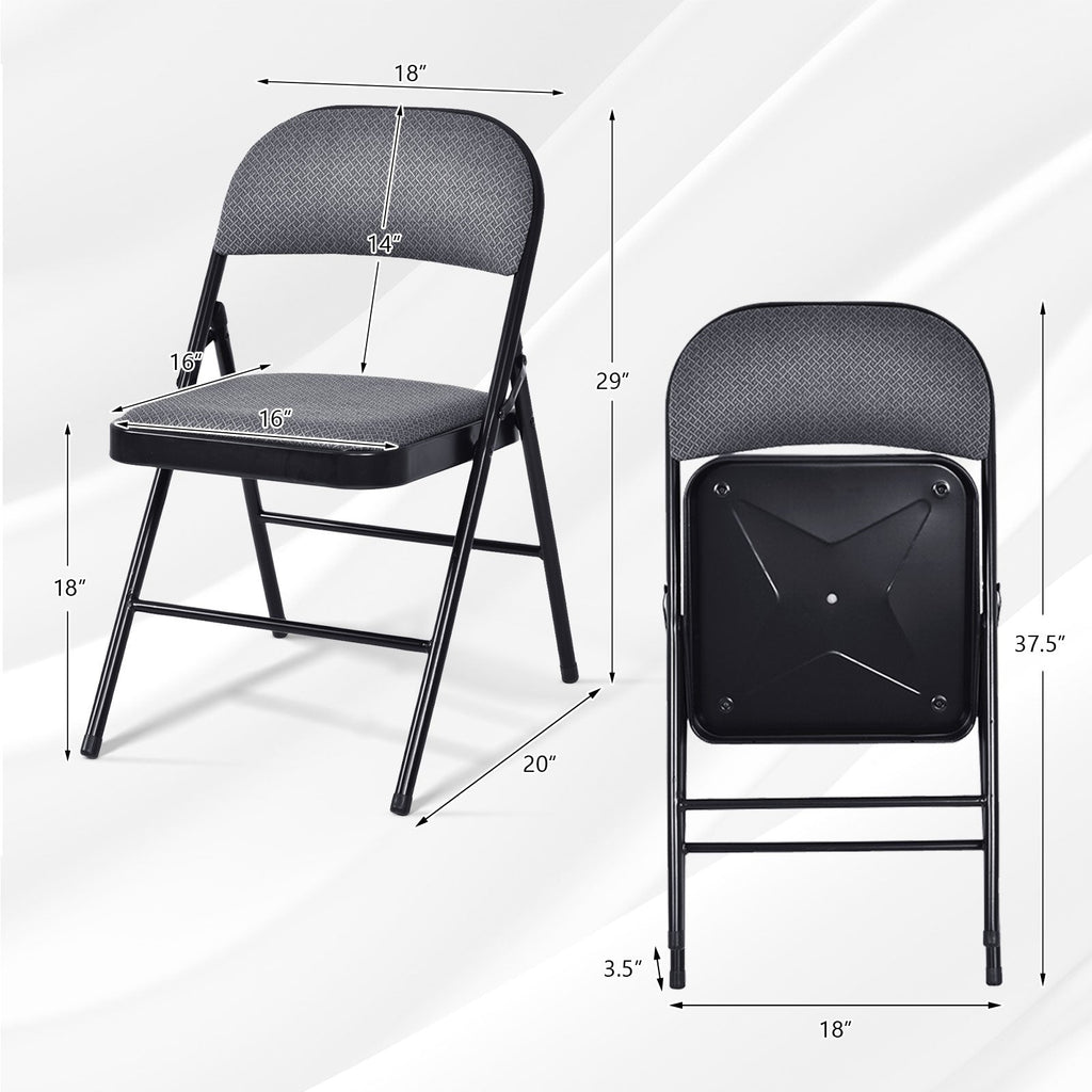 4 Pieces Fabric Upholstered Padded Seat Folding Chairs Seet