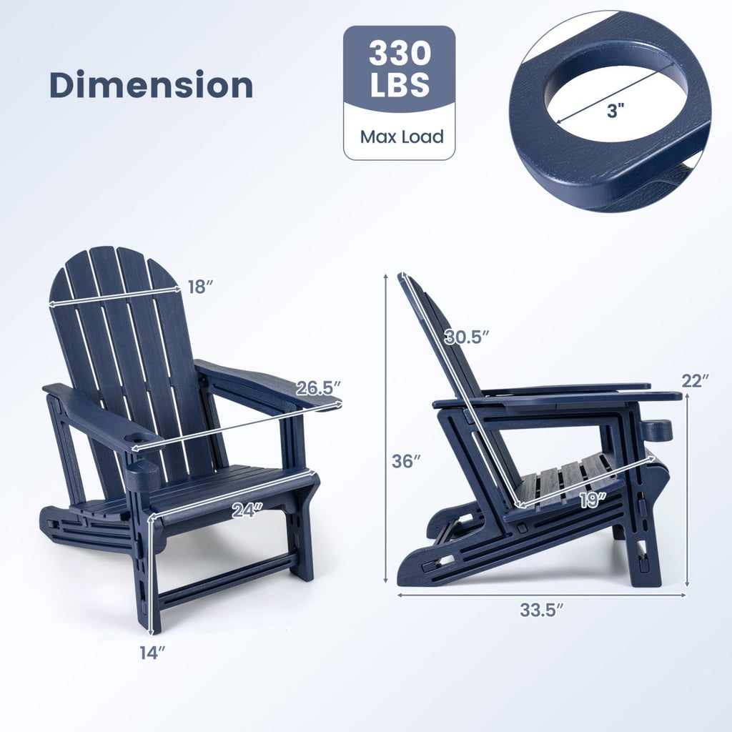 HDPE Adirondack Chairs Set of 2 with Cup Holders