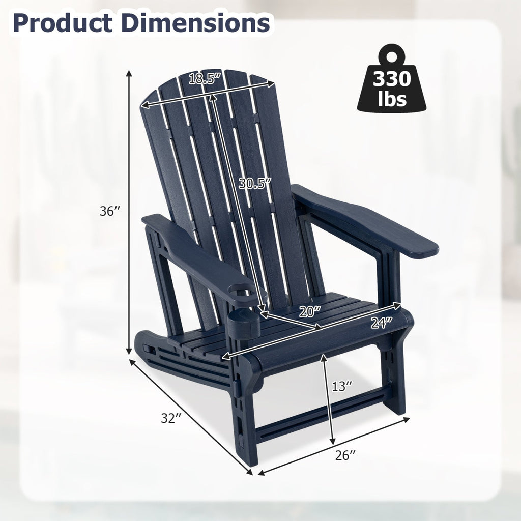 Adirondack Chairs Set of 2 HDPE with Cup Holders