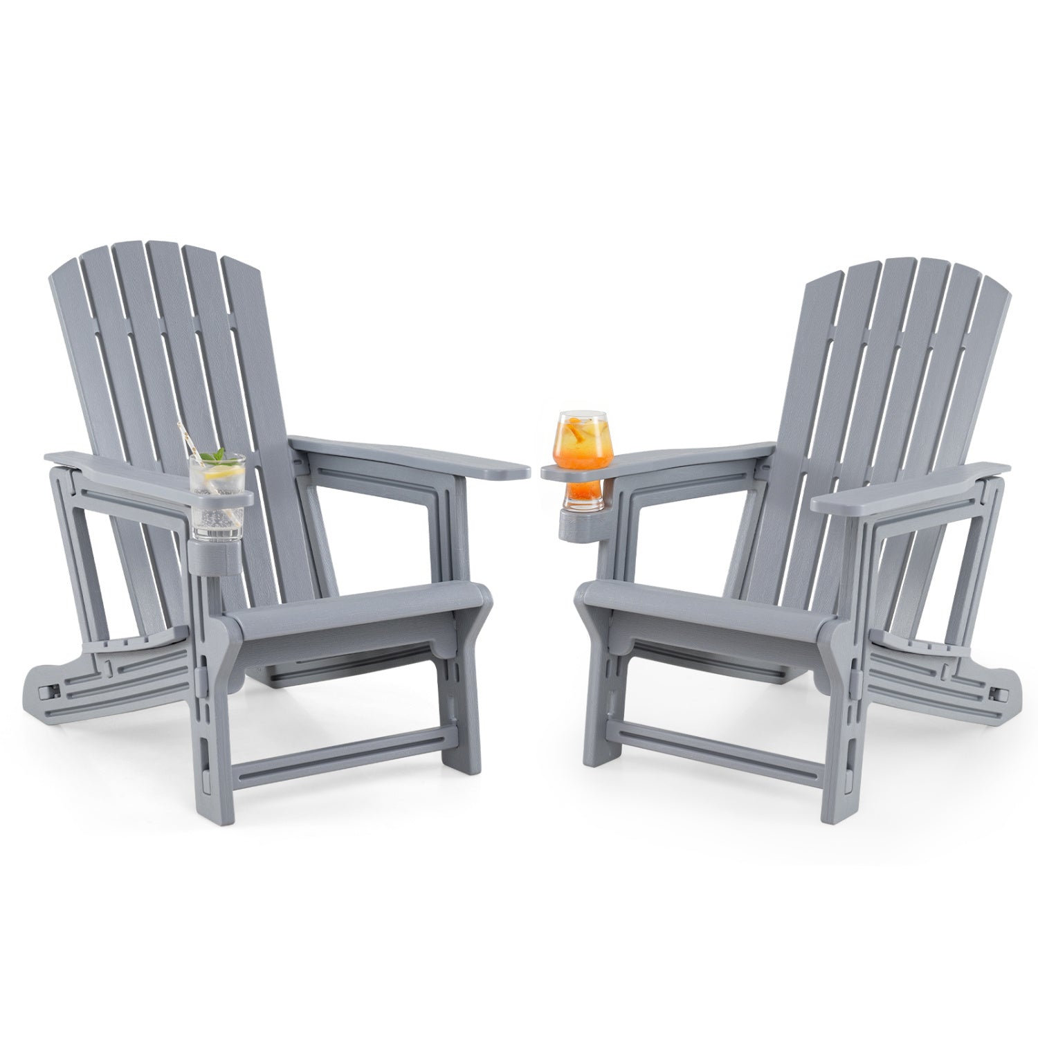 Adirondack Chairs Set of 2 HDPE with Cup Holders