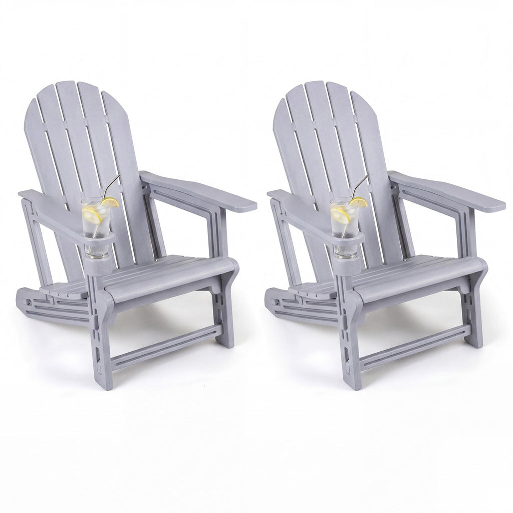 HDPE Adirondack Chairs Set of 2 with Cup Holders