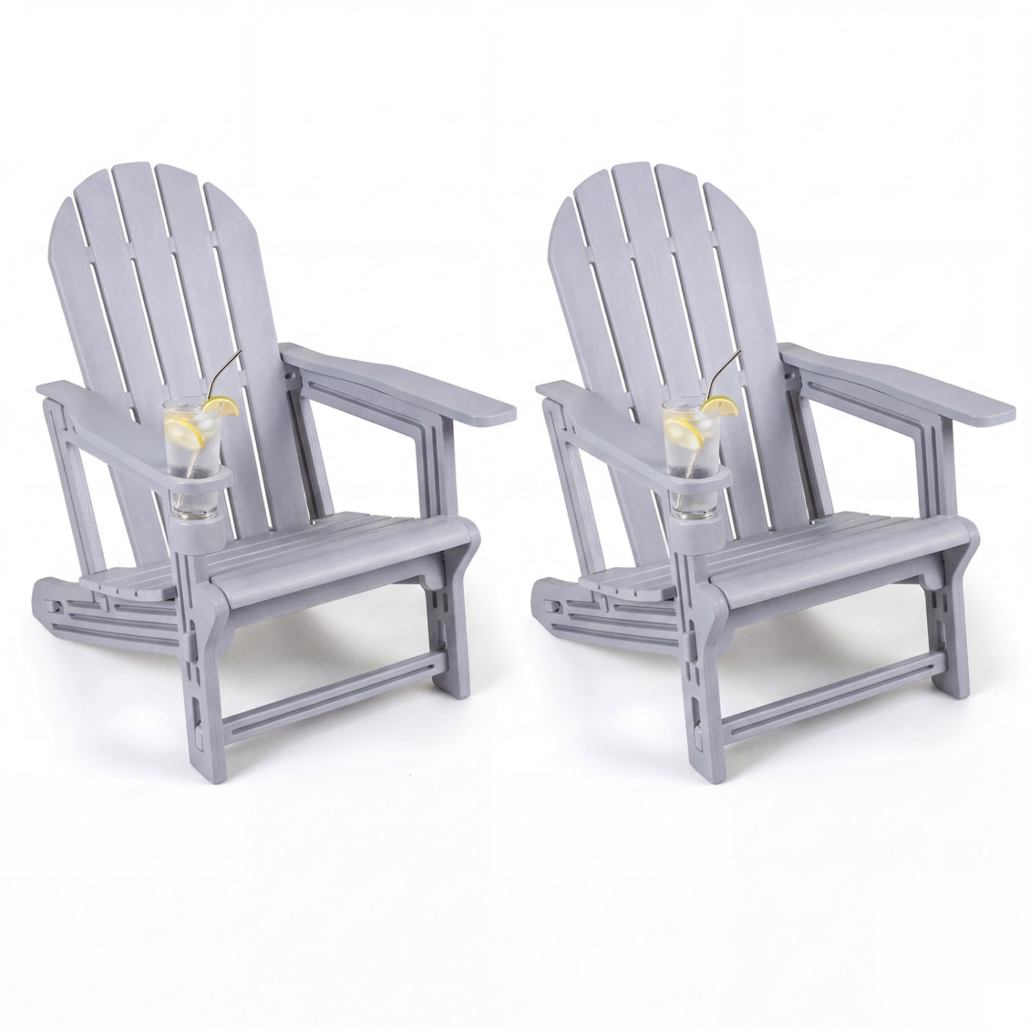 HDPE Adirondack Chairs Set of 2 with Cup Holders