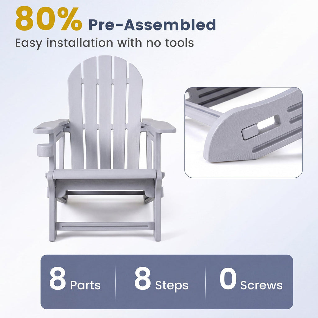 HDPE Adirondack Chairs Set of 2 with Cup Holders