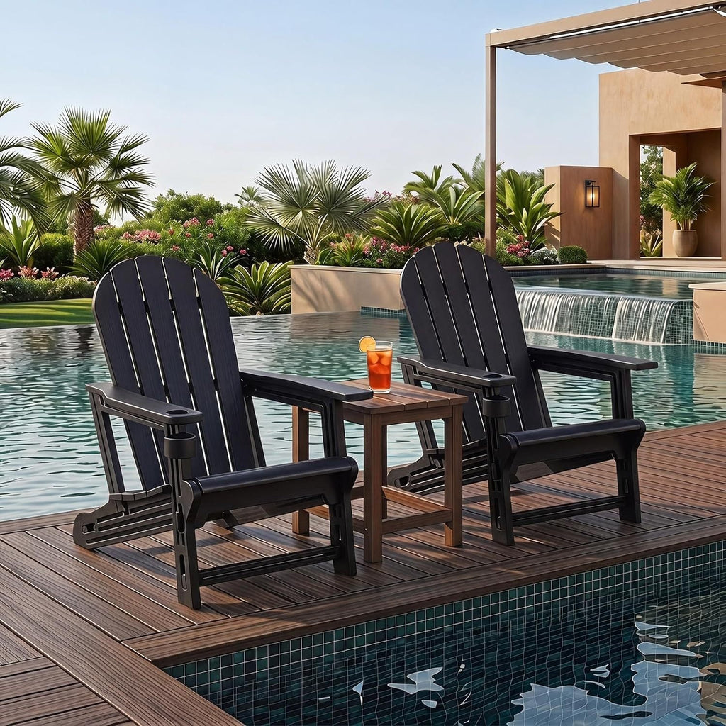 HDPE Adirondack Chairs Set of 2 with Cup Holders