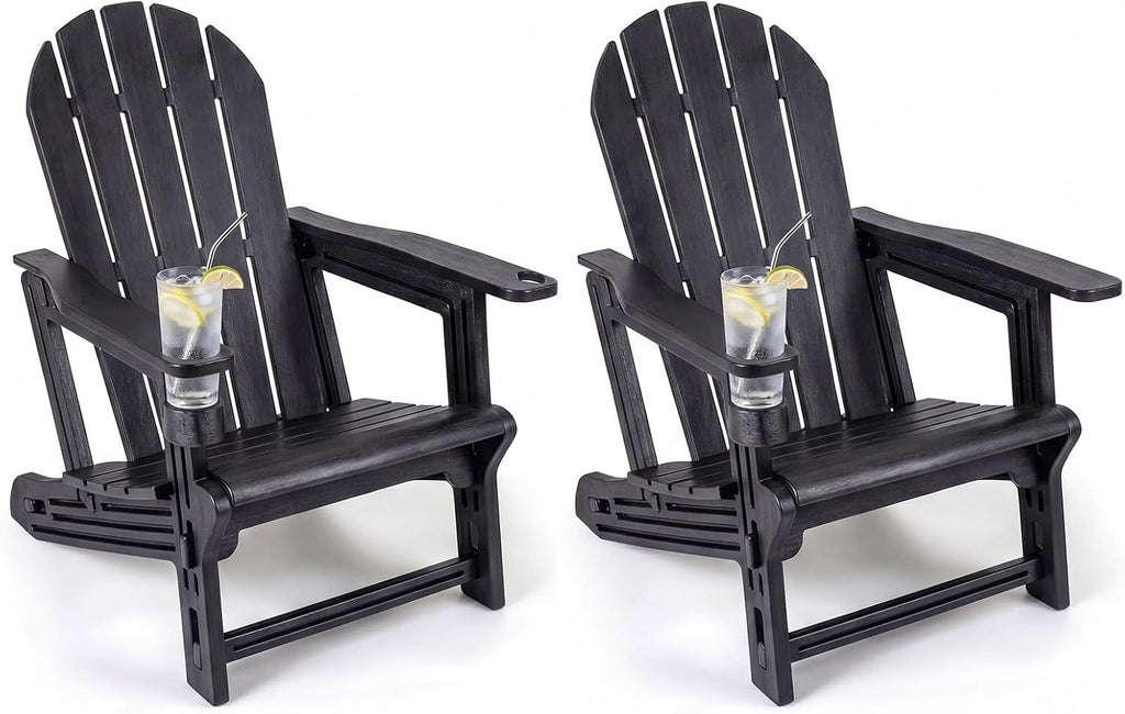 HDPE Adirondack Chairs Set of 2 with Cup Holders