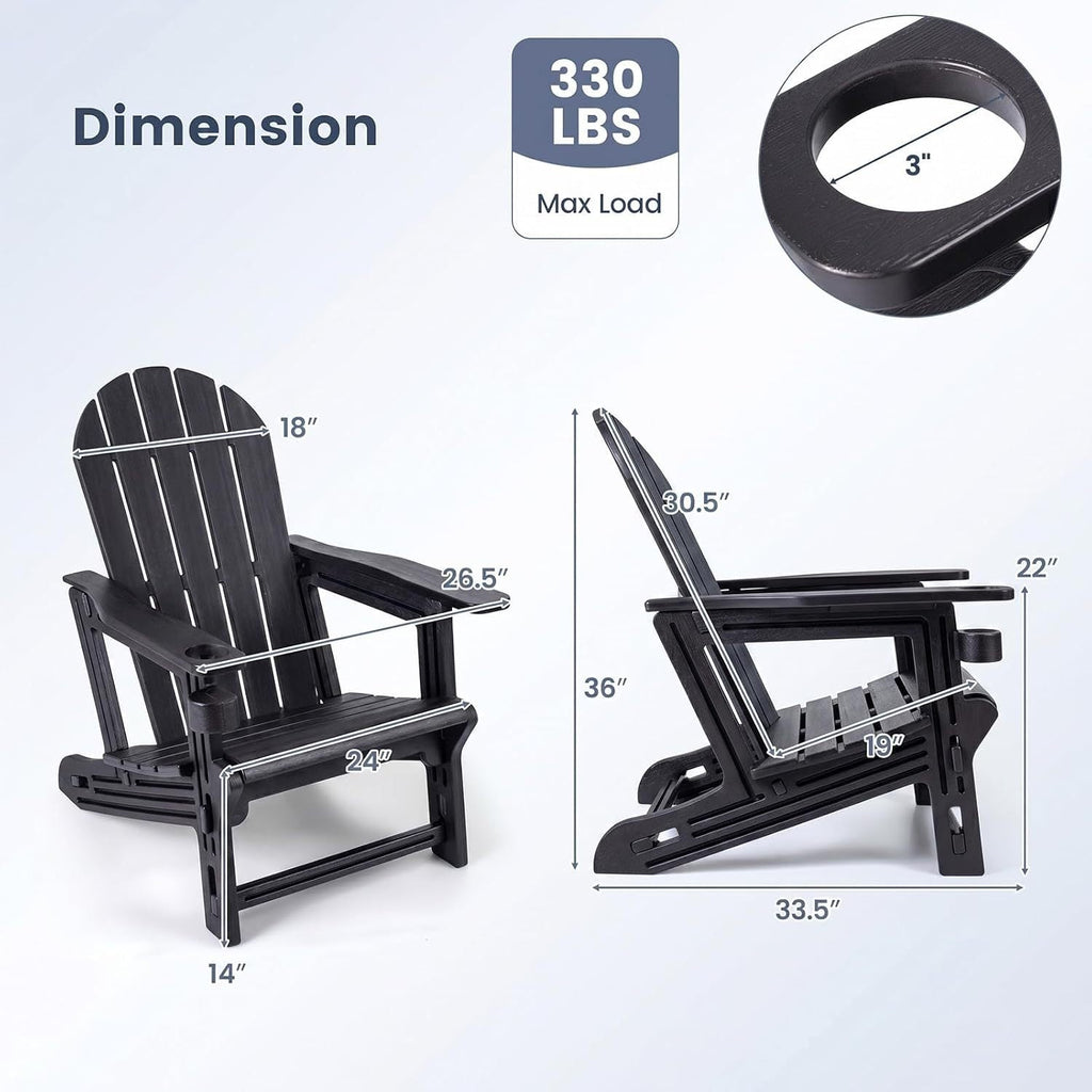 HDPE Adirondack Chairs Set of 2 with Cup Holders