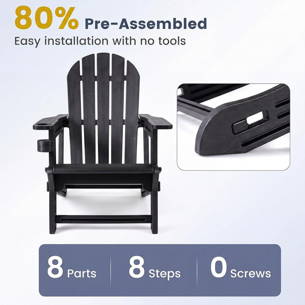 HDPE Adirondack Chairs Set of 2 with Cup Holders