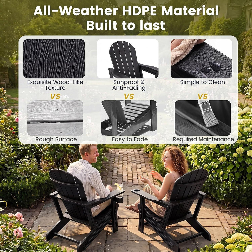 HDPE Adirondack Chairs Set of 2 with Cup Holders