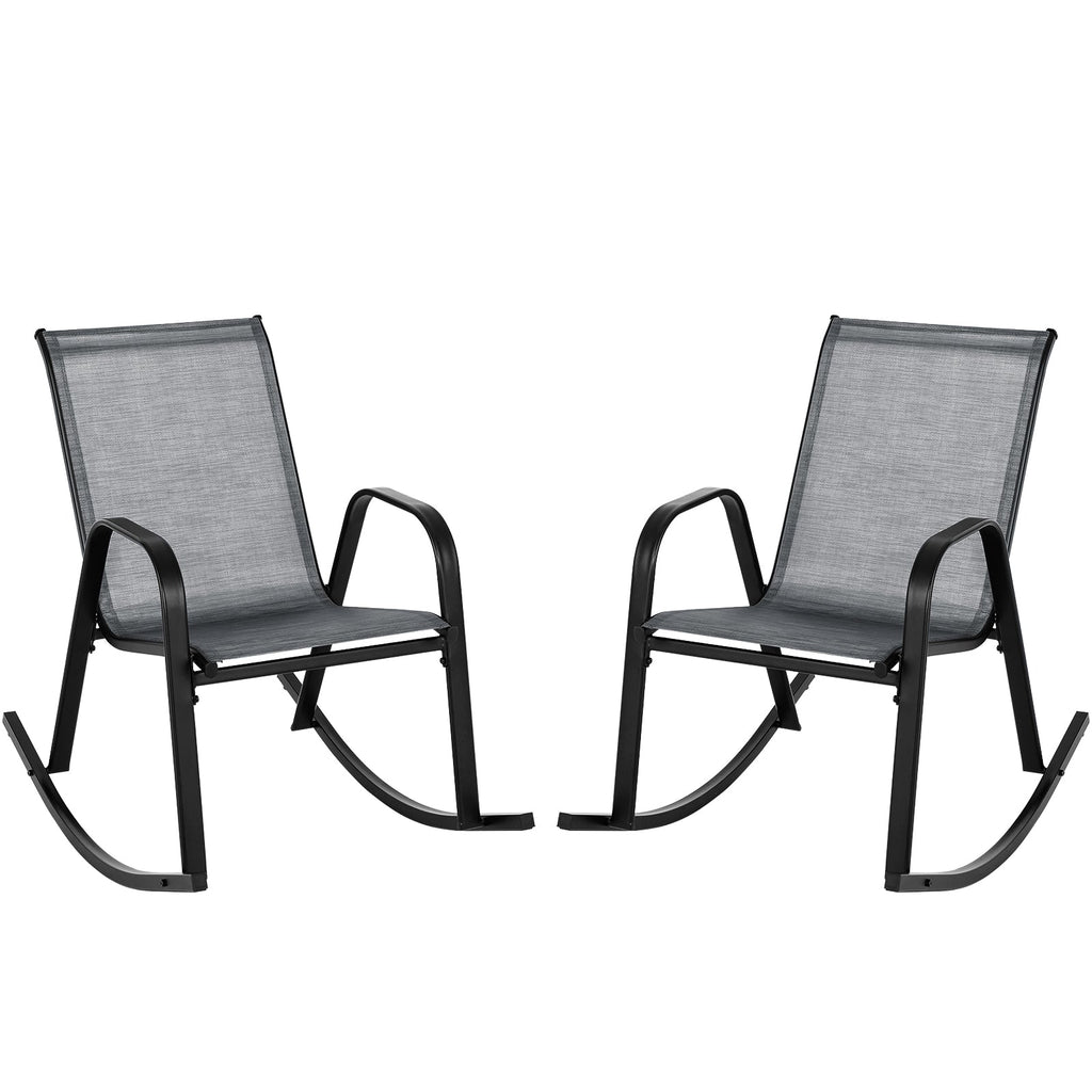 Set of 2 Metal Patio Rocking Chair with Breathable Seat Fabric
