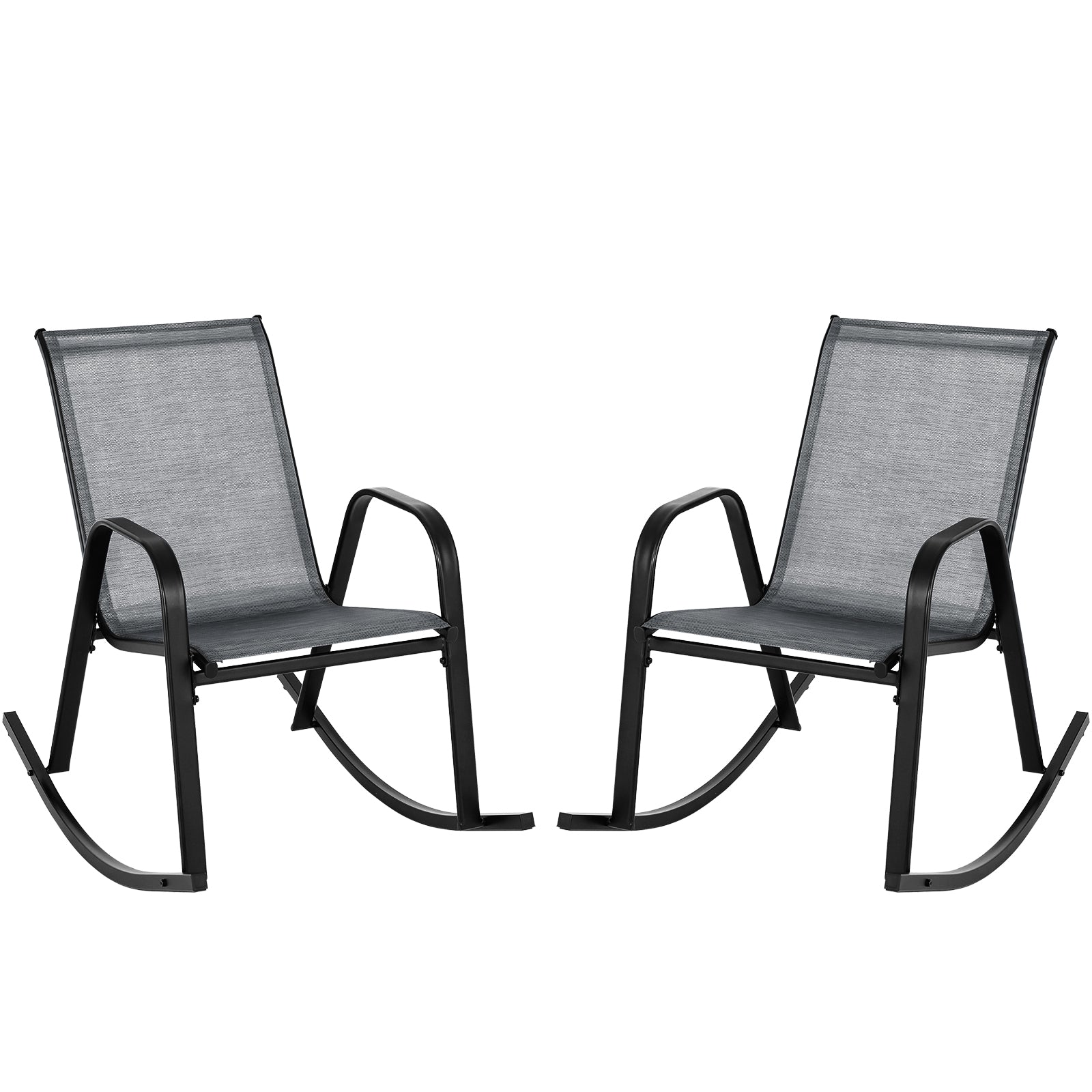 Set of 2 Metal Patio Rocking Chair with Breathable Seat Fabric