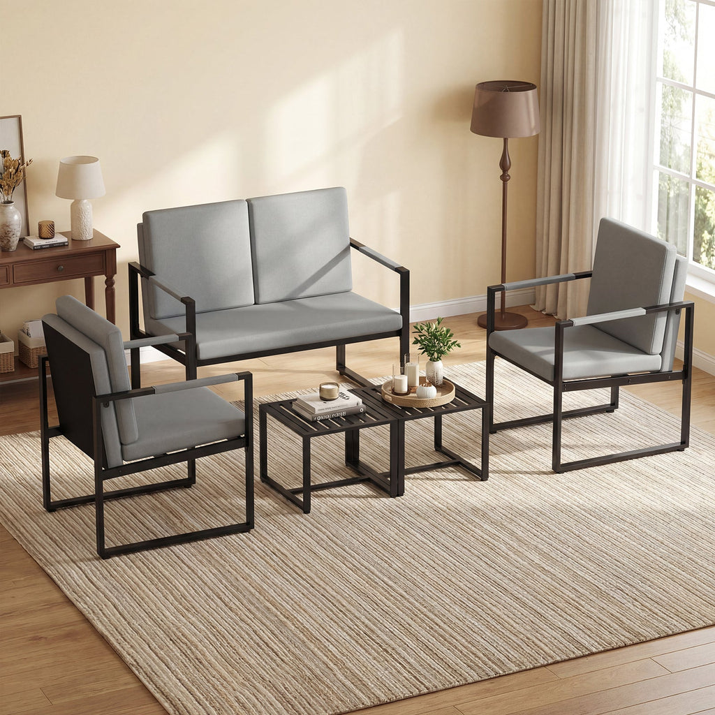 Set of 2 Mid Century Modern Single Sofa Chairs with Cushions