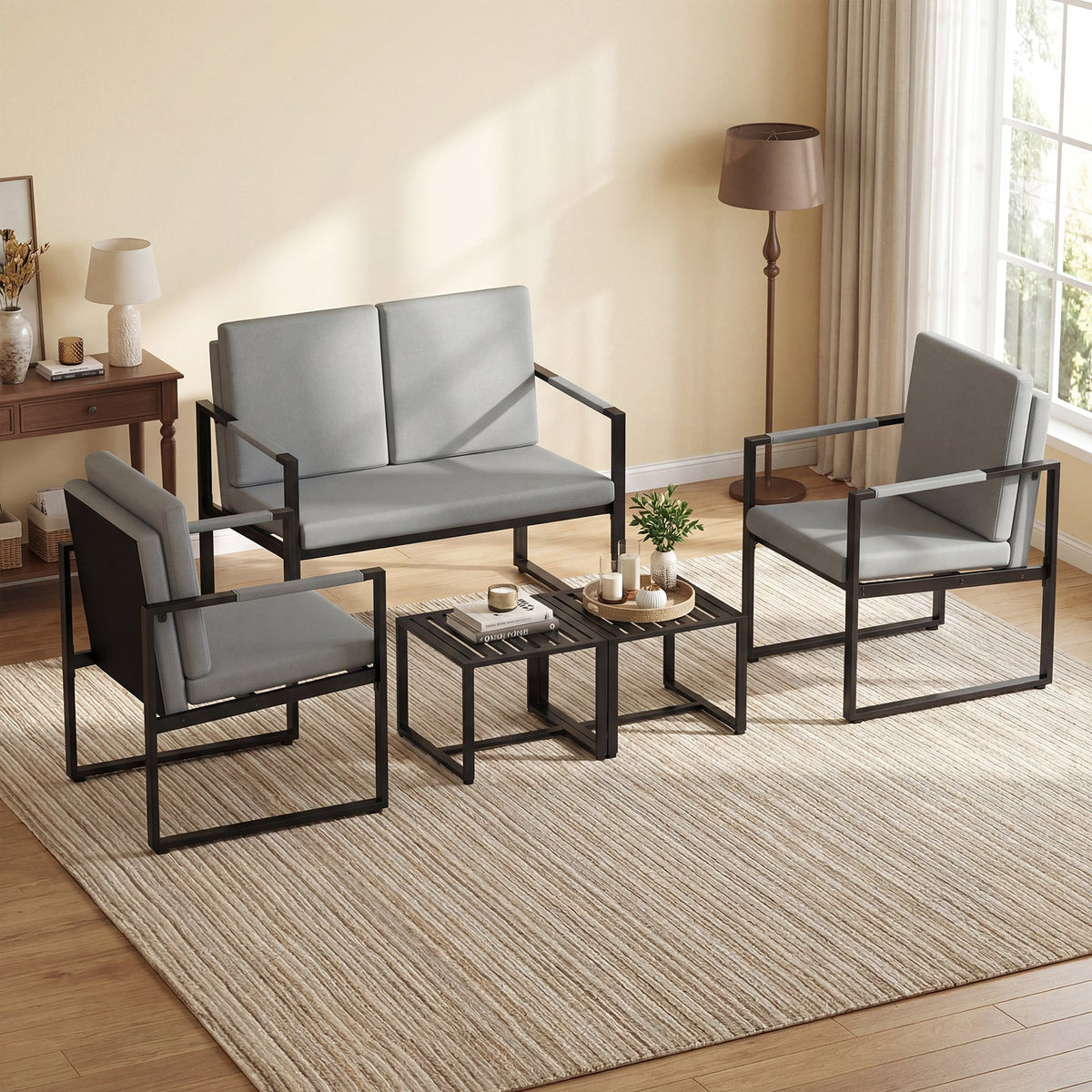 Set of 2 Mid Century Modern Single Sofa Chairs with Cushions
