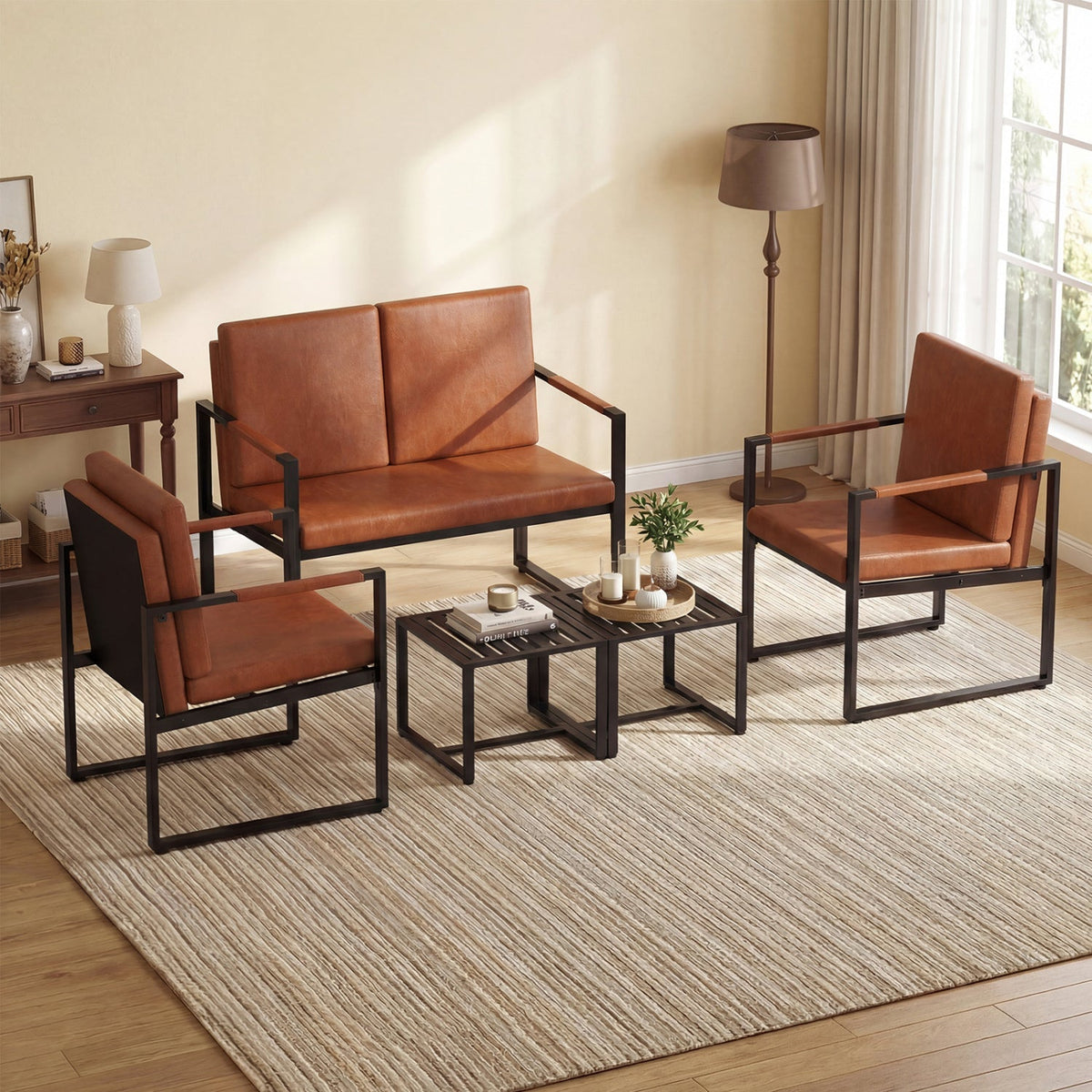 Set of 2 Mid Century Modern Single Sofa Chairs with Cushions