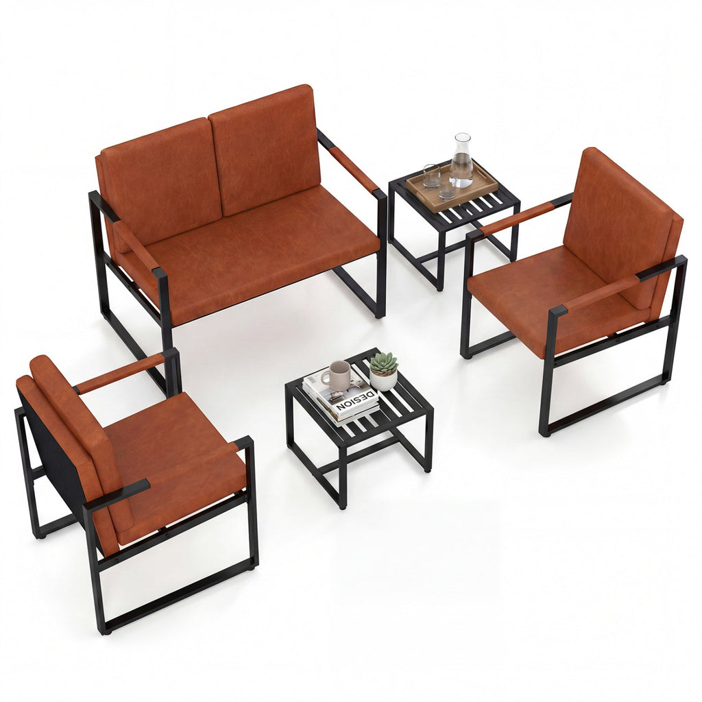 Set of 2 Mid Century Modern Single Sofa Chairs with Cushions