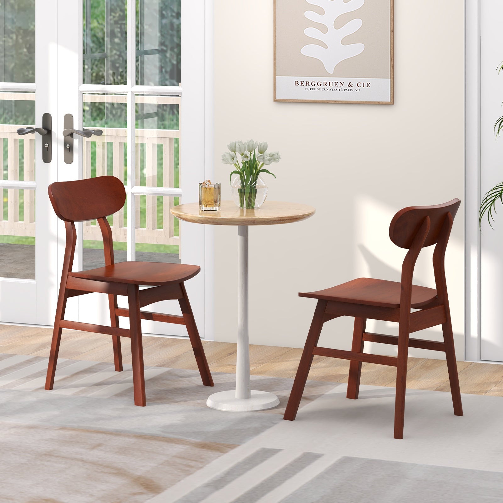 Set of 2 Modern Dining Chairs with Curved Backrest and Seat