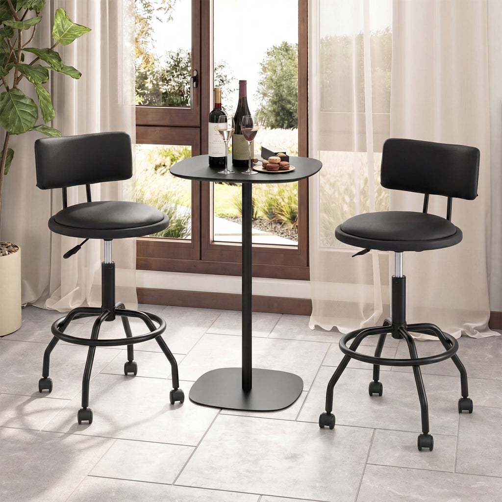 Swivel Bar Stool with Backrest - Height Adjustable
