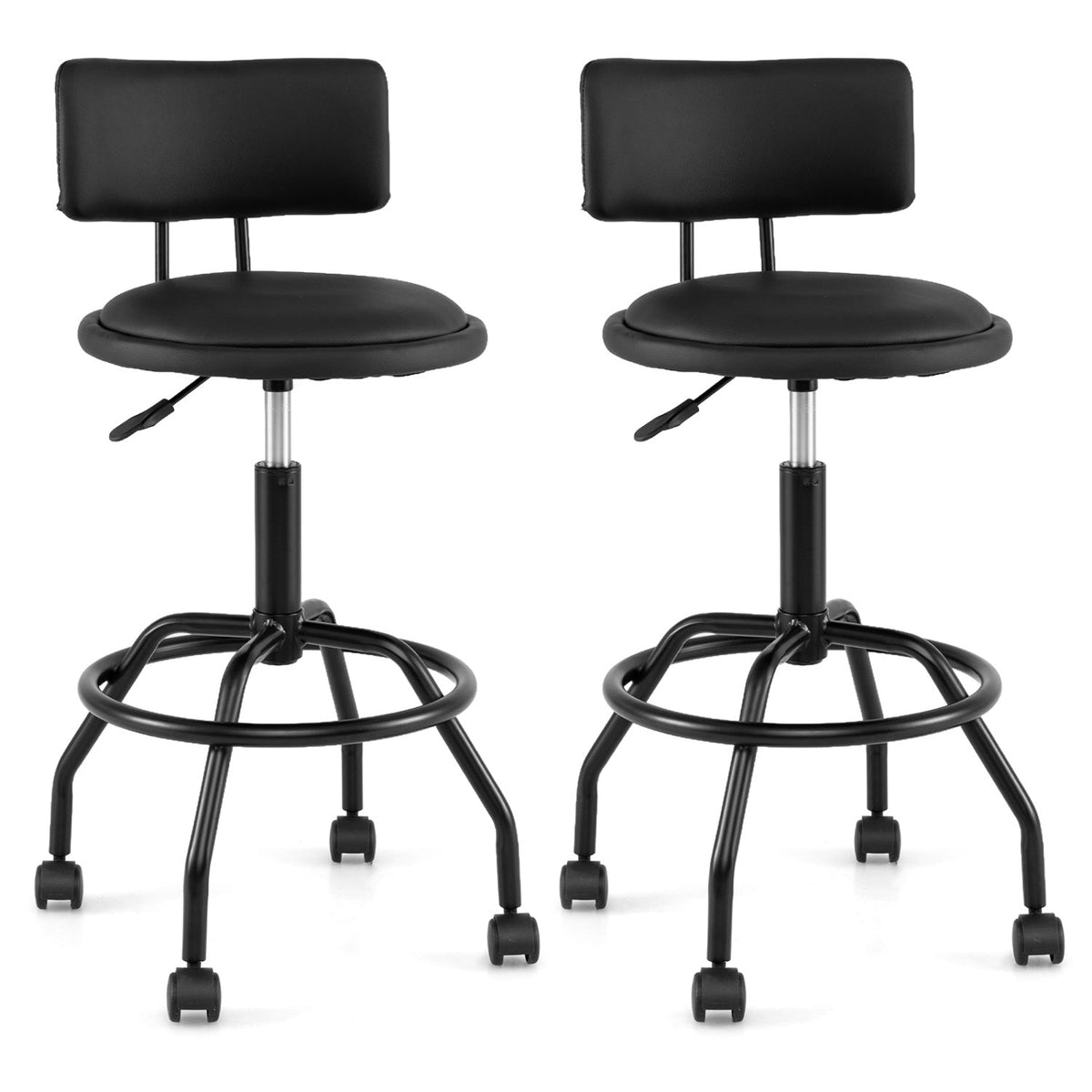 Swivel Bar Stool with Backrest - Height Adjustable