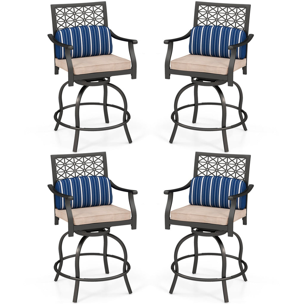 Set of 2 Outdoor Bar Height Chair with Soft Cushions