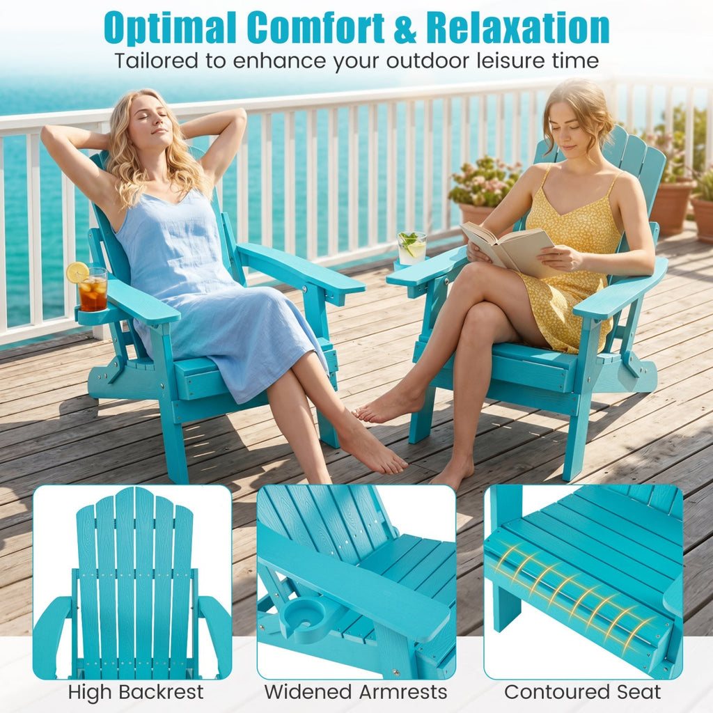 Folding Adirondack Chairs Set of 2 with Adjustable Backrest