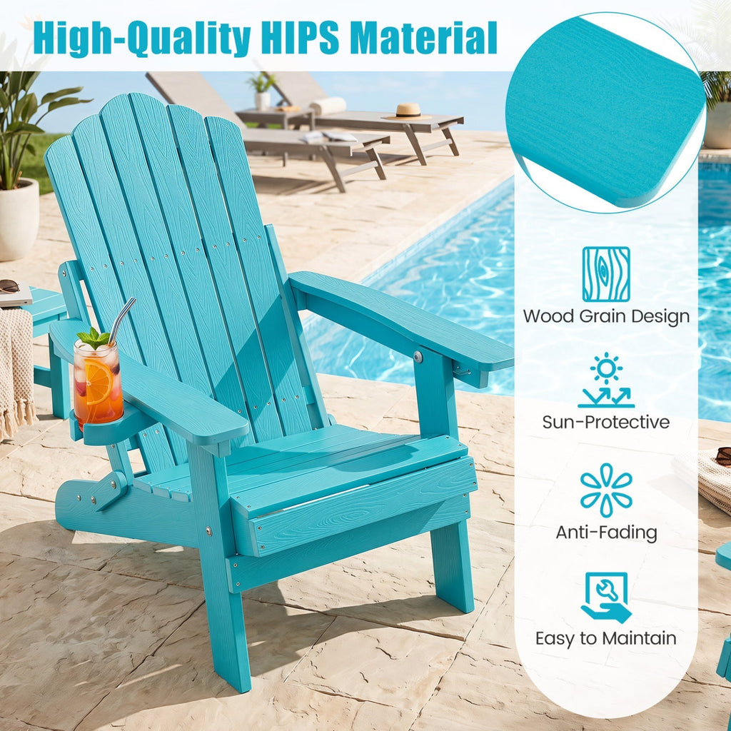Folding Adirondack Chairs Set of 2 with Adjustable Backrest