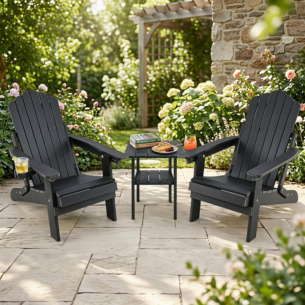 Folding Adirondack Chairs Set of 2 with Adjustable Backrest