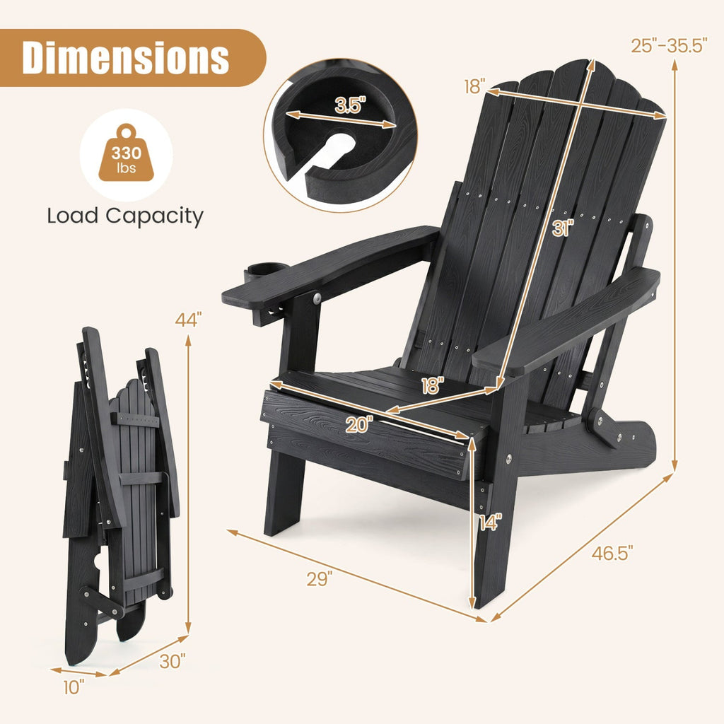 Folding Adirondack Chairs Set of 2 with Adjustable Backrest