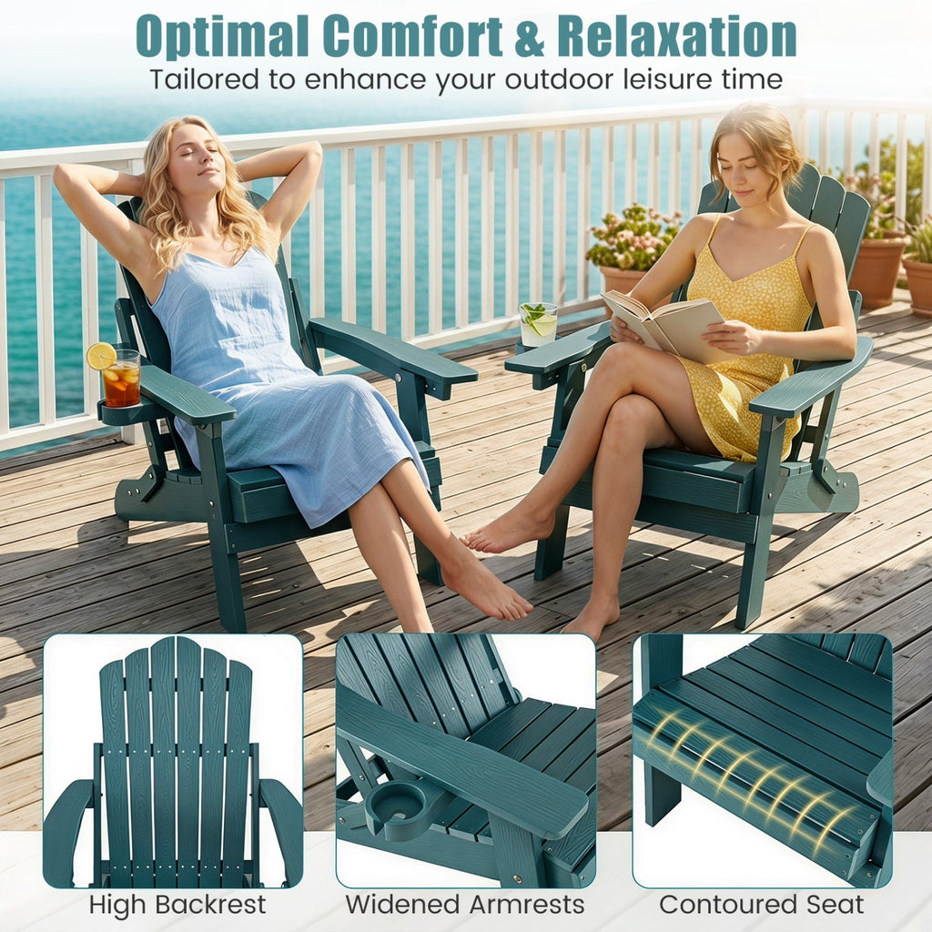 Folding Adirondack Chairs Set of 2 with Adjustable Backrest
