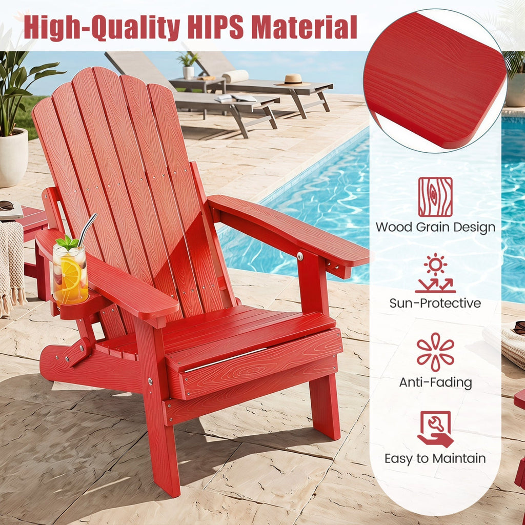 Folding Adirondack Chairs Set of 2 with Adjustable Backrest