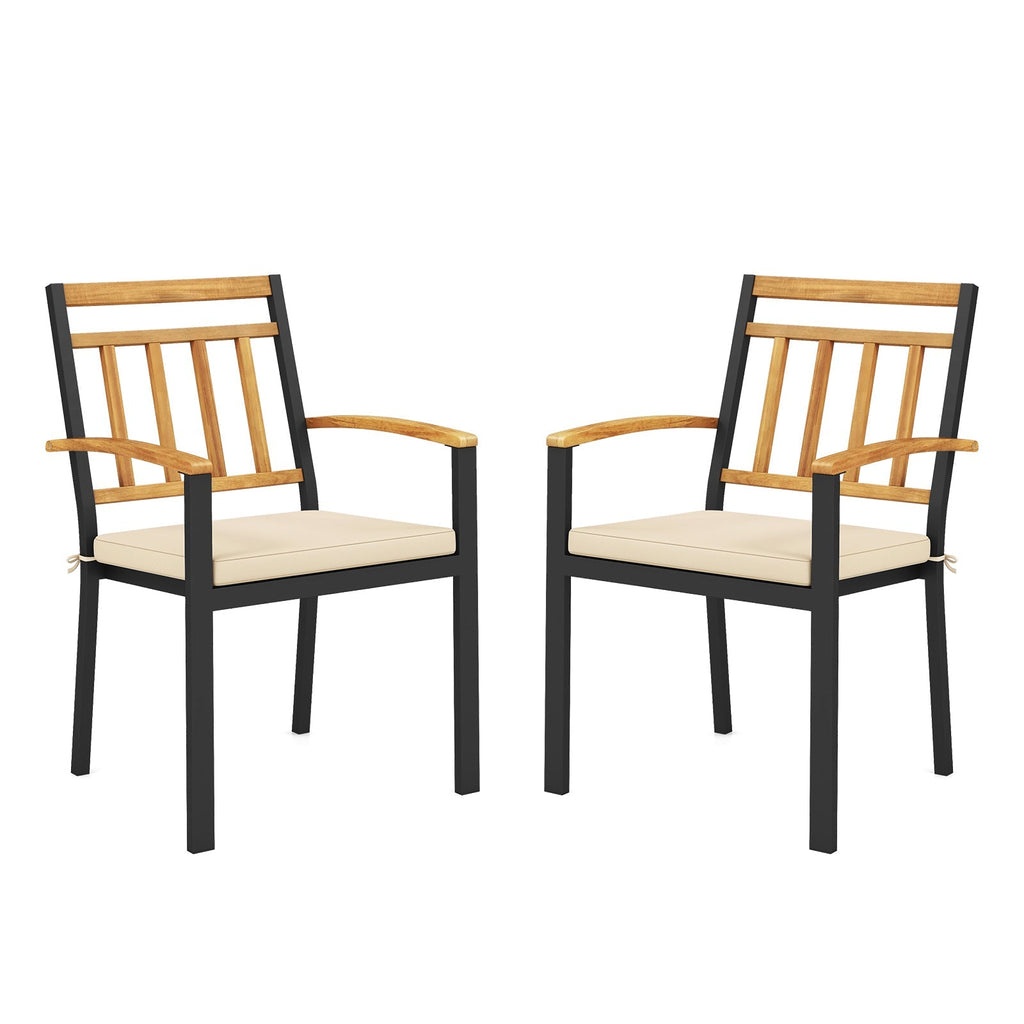 Set of 2 Patio Dining Chairs with Removable Padded Cushions