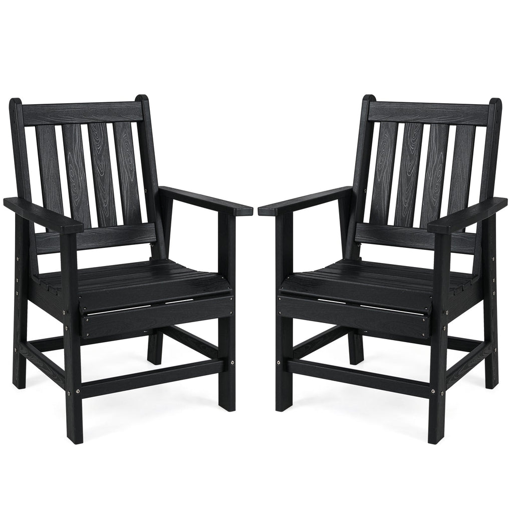 Set of 2 Patio Dining Chairs with Wide Armrests