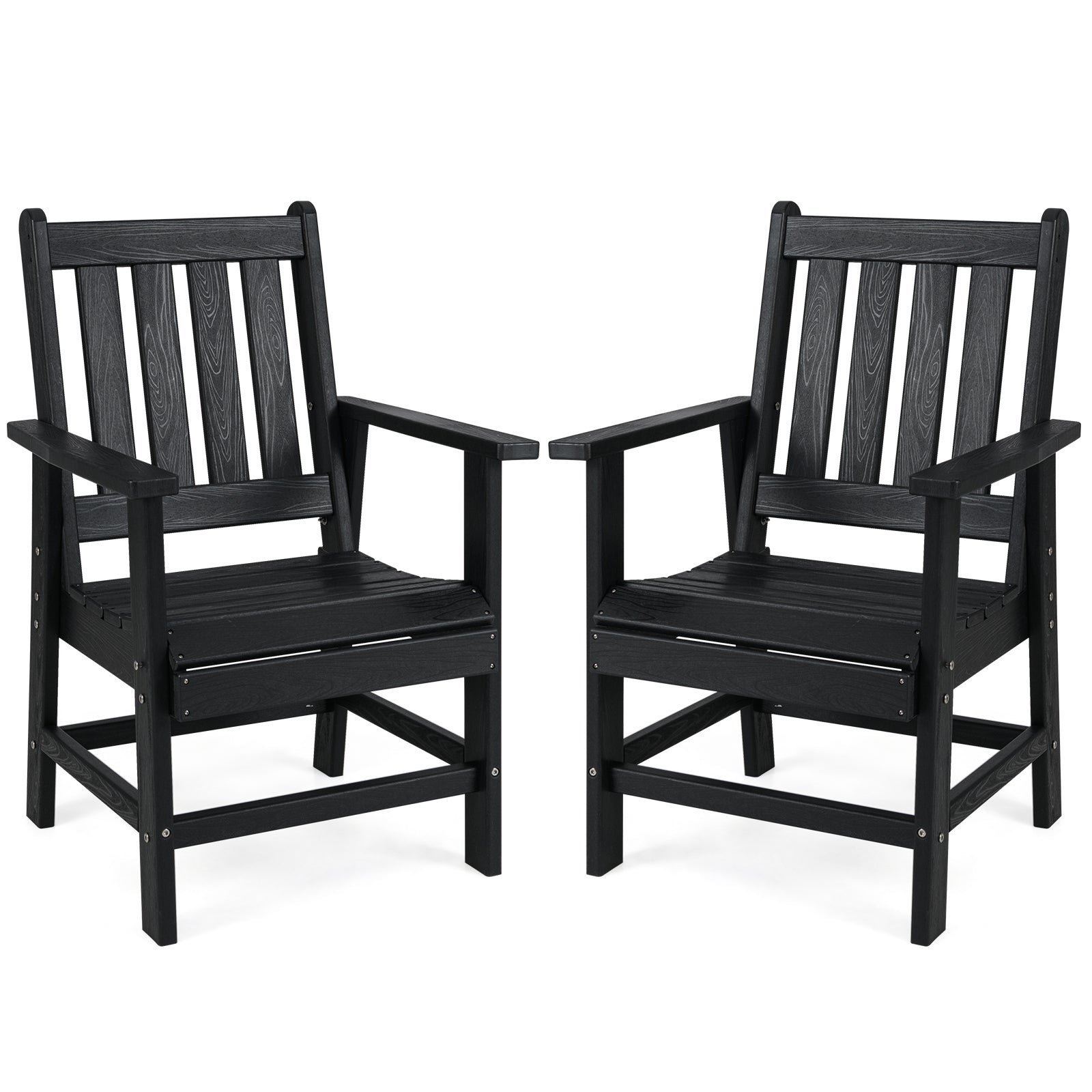 Set of 2 Patio Dining Chairs with Wide Armrests