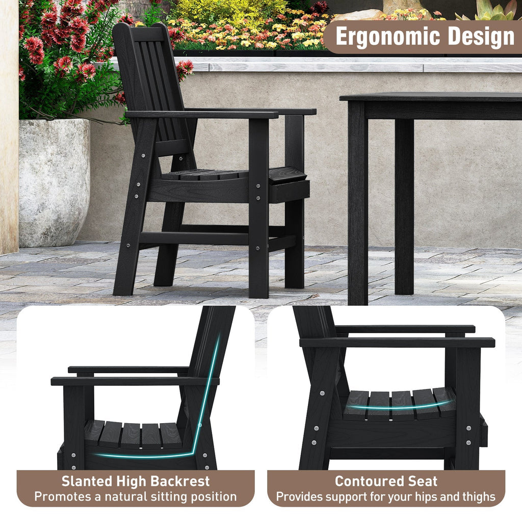 Set of 2 Patio Dining Chairs with Wide Armrests