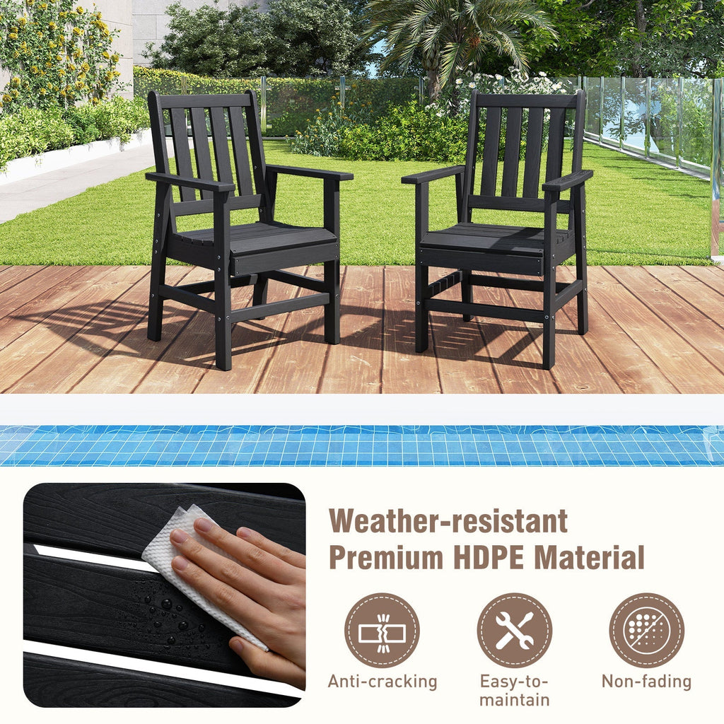Set of 2 Patio Dining Chairs with Wide Armrests