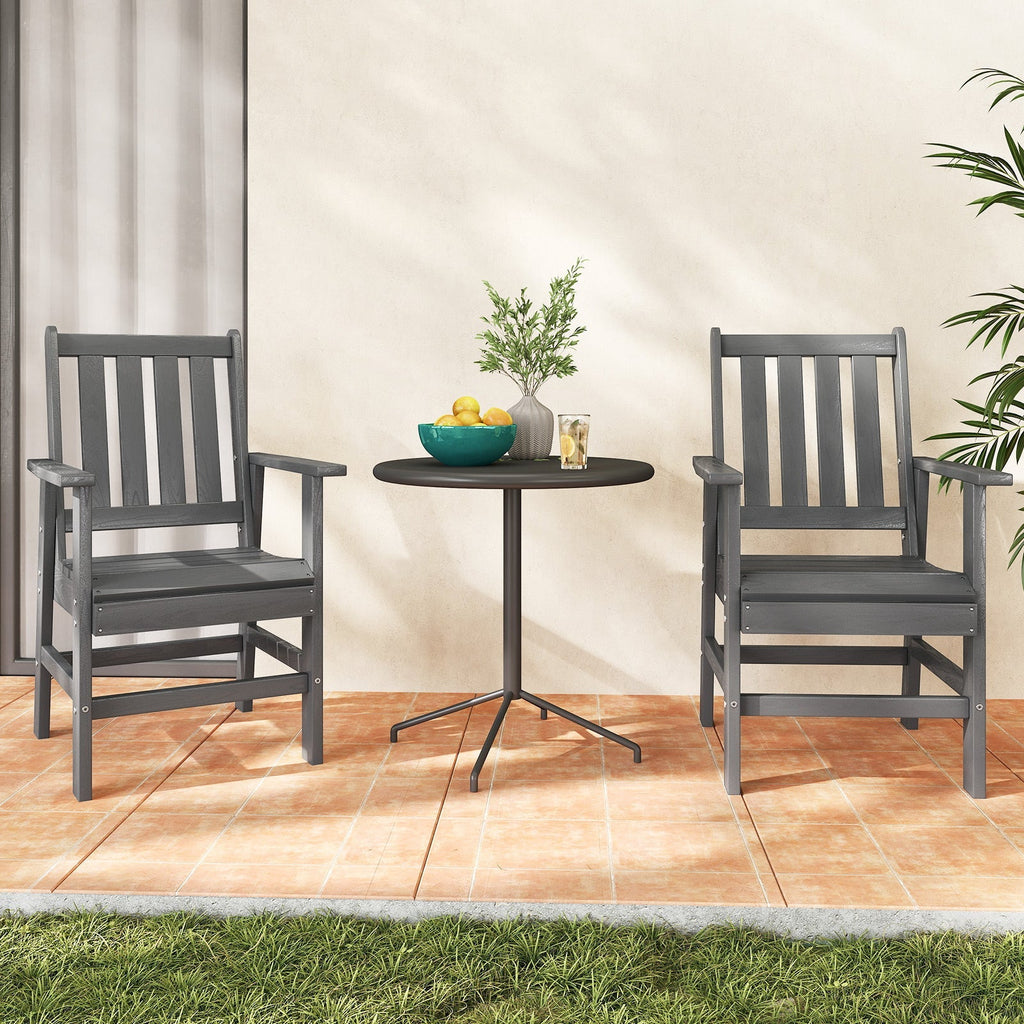 Set of 2 Patio Dining Chairs with Wide Armrests